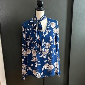 Bar III Navy Floral Blouse